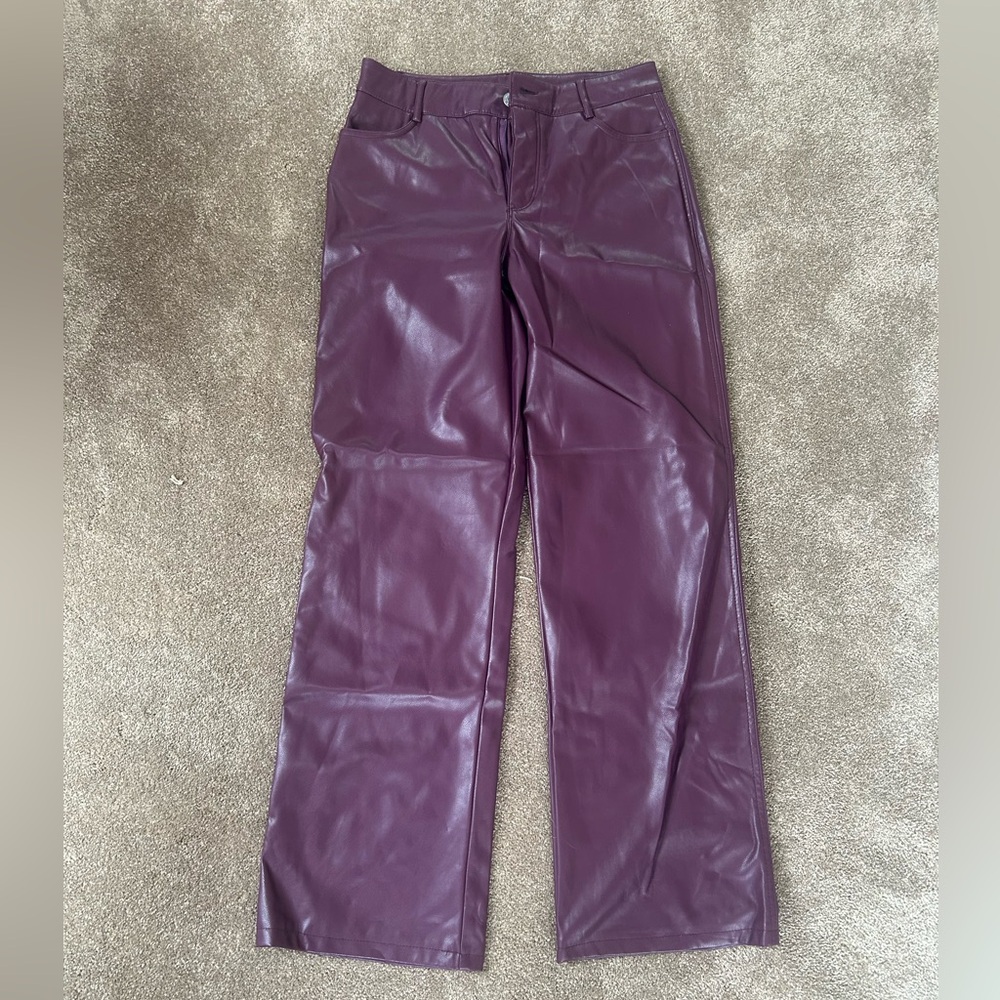 Garage Purple Faux Leather Pants